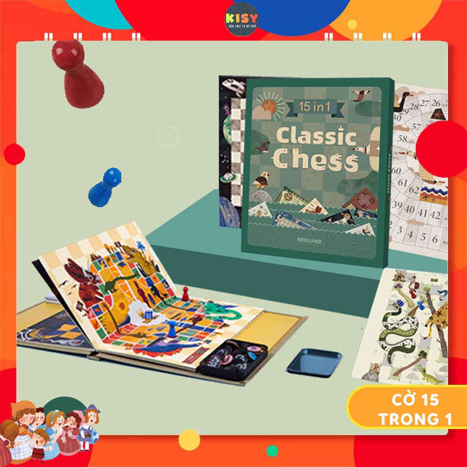Bộ cờ 15 trong 1 (Cờ vua, cờ tướng, cờ thú, cờ cá ngựa...) Chính hãng Neoland - Đồ chơi trí tuệ cho bé