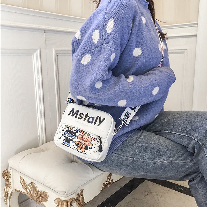 Túi xách da pu hình vuông in hình Anpanman thời trang dành cho nữ