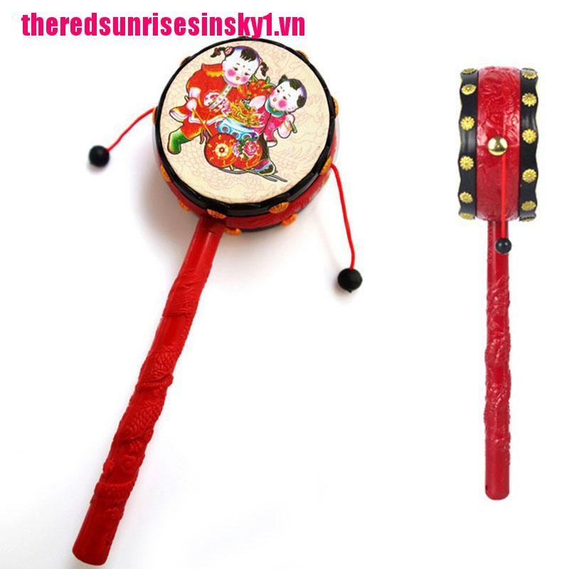 1 Đồ Chơi Trống Lục Lạc Truyền Thống Trung Quốc Bằng Nhựa Màu Đỏ Đen Cho Bé