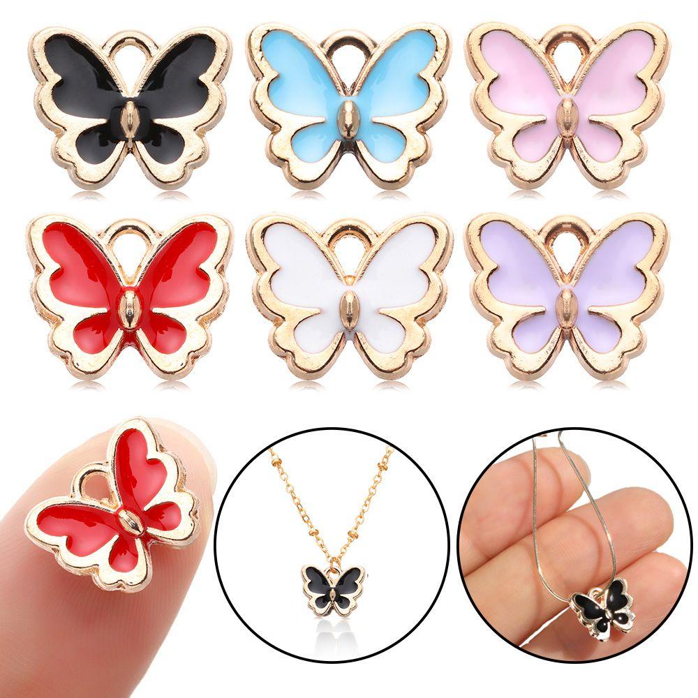 Set 10 Mặt Vòng cổ Hình Bướm Bằng Hợp Kim Tráng Men Cao Cấp