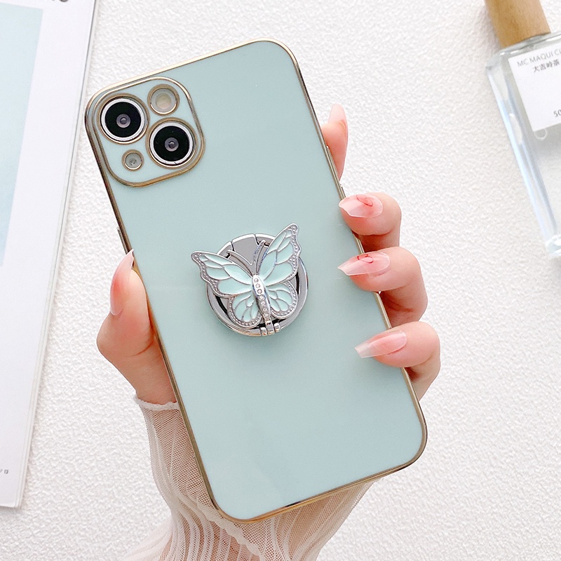 Ốp Điện Thoại Mềm Tích Hợp Giá Đỡ Hình Bướm Sang Trọng Dành Cho iphone 11 12 13 pro max ip 11 pro 12 pro 13 pro