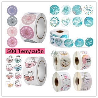 Giá Xưởng - 500 Tem dán cảm ơn Sticker Thank You tròn 25mm sticker xinh xắn cuộn
