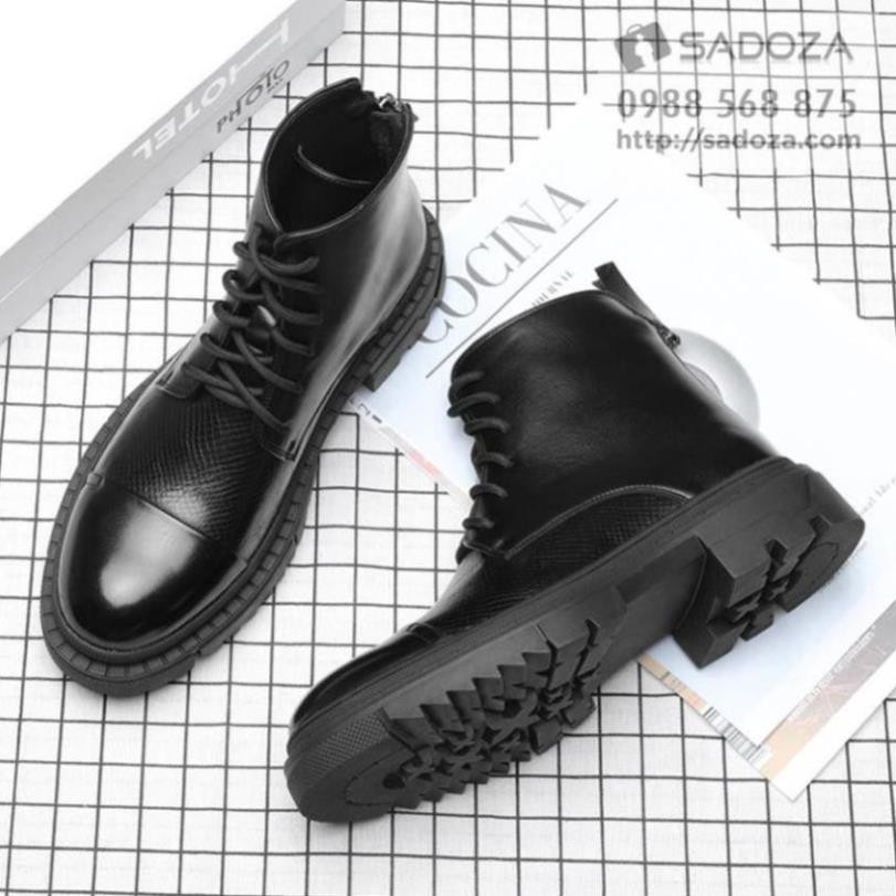 Giày Boot Nam Cổ Cao - FREESHIP - Giày Da Bò Nam Buộc Dây Khóa Kéo Sang Chảnh GNK157 - Sale 1