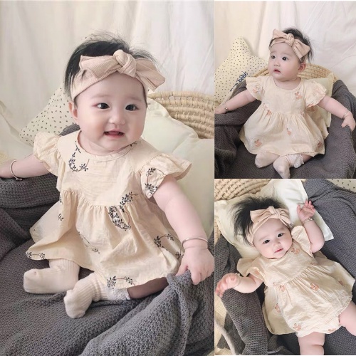 Set baby done kèm quần bánh mì tặng kèm tuaban siêu yêu cho bé gái từ 3-13kg