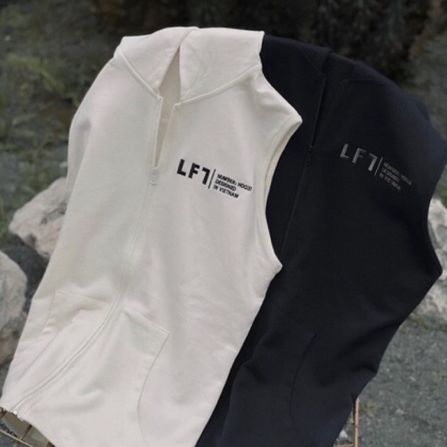 ⚡️BỘ HOODIE ZIP CUTOFF  | Trắng đá phiến