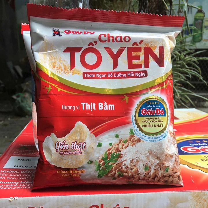 Cháo Tổ Yến Gấu Đỏ Gói 50g (Hương Vị Thịt Gà, Thịt Bằm)