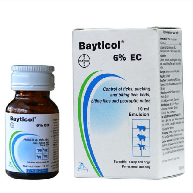 Xịt hoặc pha tắm ve rận Bayticol 6% EC 10ml