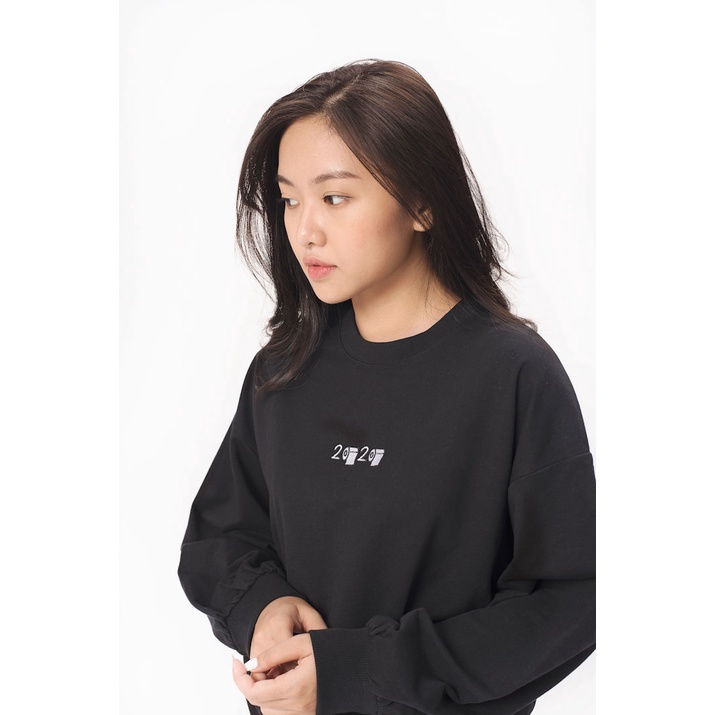 Áo Sweatshirt Nữ BOO Nỉ Không Mũ Dáng Rộng, Tay Phồng Nữ Tính Thêu Logo 2020