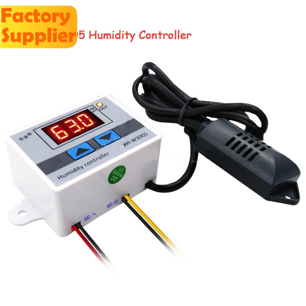 W3005 LED Bộ điều khiển độ ẩm nhiệt độ kỹ thuật số Nhiệt kế đo độ ẩm với cảm biến chuyển đổi DC 12V 24V 220V