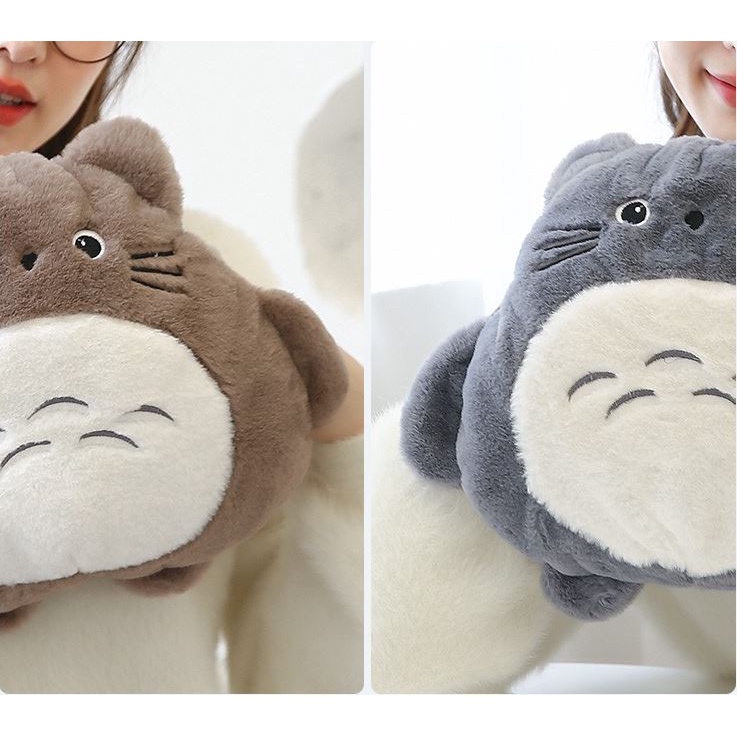 Túi sưởi điện trong gối bông Totoro lông dài mịn cao cấp đa năng