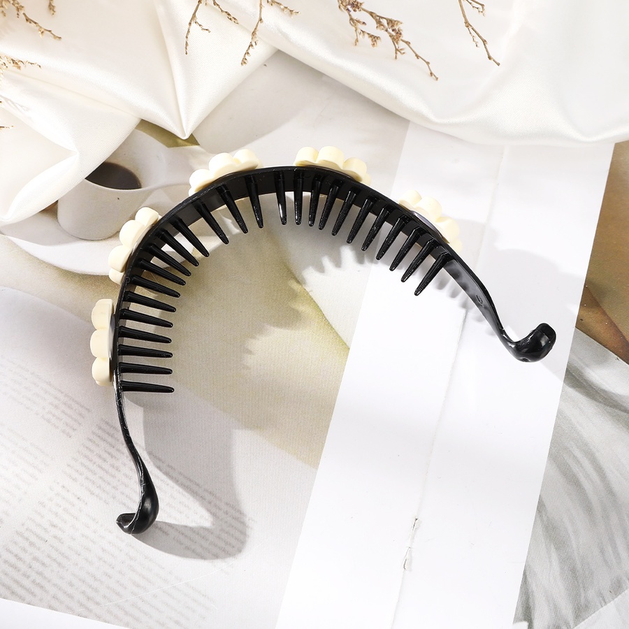 Kẹp Tóc Đuôi Ngựa Bằng Nhựa Họa Tiết Hoa Hoạt Hình Dễ Thương Phong Cách Hàn Quốc