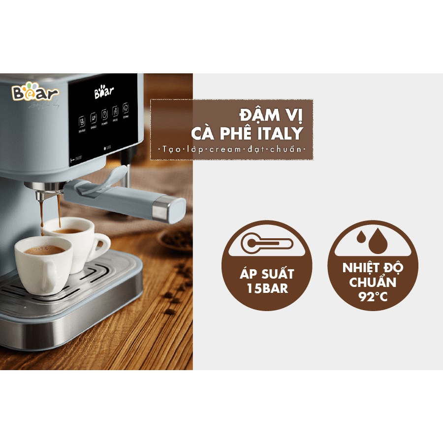 Máy pha cafe Bear cao cấp Espresso đậm vị Italy hàng chính hãng bảo hành 12 tháng KFJ-A15L1 (CF-B15V1)