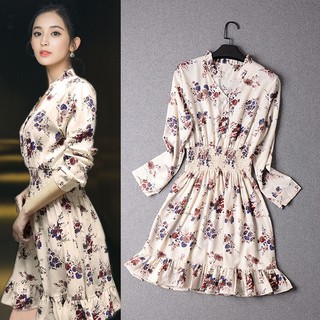 Váy hoa lụa hàn quốc tiểu thư điệu đà dễ thương