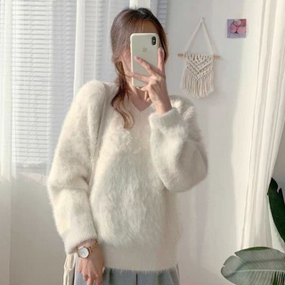 (H131) Áo Len Mỏng Lông Thỏ Cổ V Phong Cách Hàn Quốc ❤️