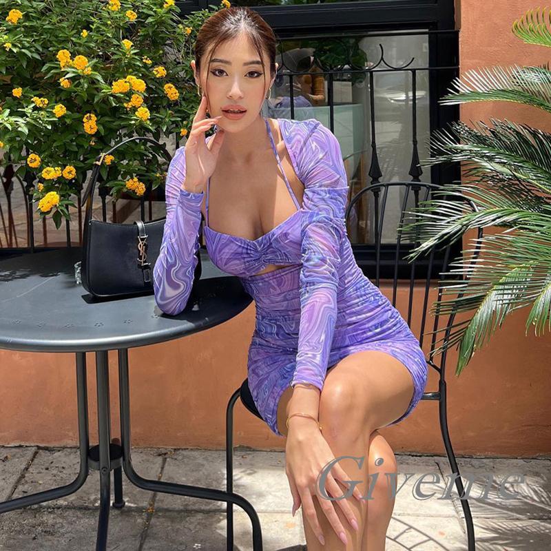 Đầm Hoa Tay Dài Dạng Quấn Thời Trang Dành Cho Nữ