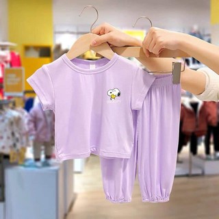 Bộ Áo Cộc Tay Quần Dài Minky Mom Thêu Hình Chú Chó Snoopy Chất Thun Lạnh Cực Đẹp Cho Bé Unchi Store (QATE332)
