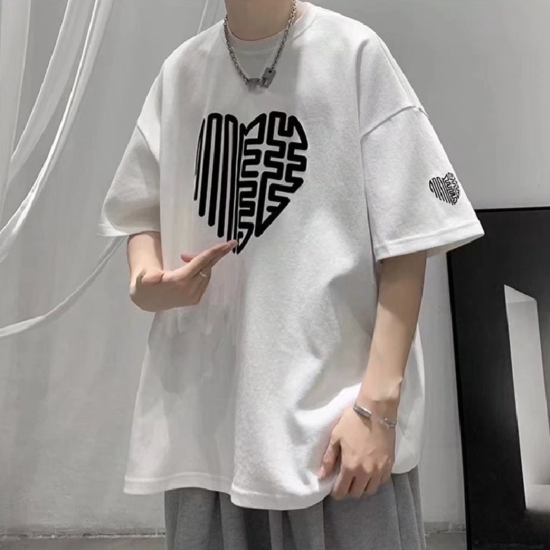 Áo Thun Mùa Hè Dáng Suông In Họa Tiết Chữ Thời Trang Phong Cách Hàn Quốc Cho Nam size M-8XL