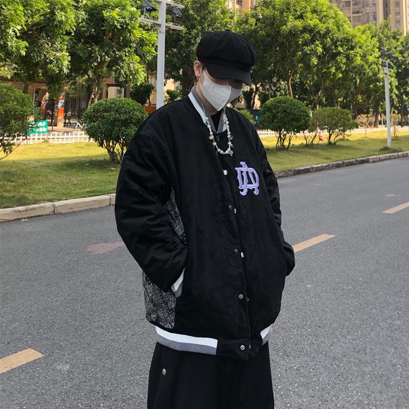 Áo khoác bóng chày thêu chữ và hoa phong cách Hip Hop đường phố năm 2021 chất lượng cao cho nam