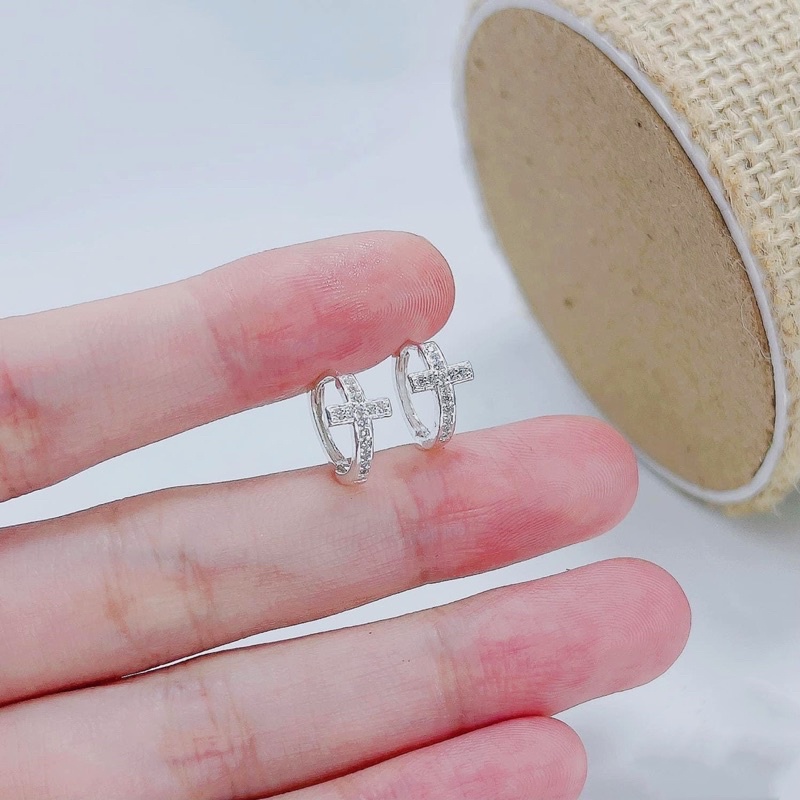 Nhẫn bạc thánh giá- bông tai bạc thánh giá DaLiA Jewelry hình chữ thập chuẩn bạc nguyên chất