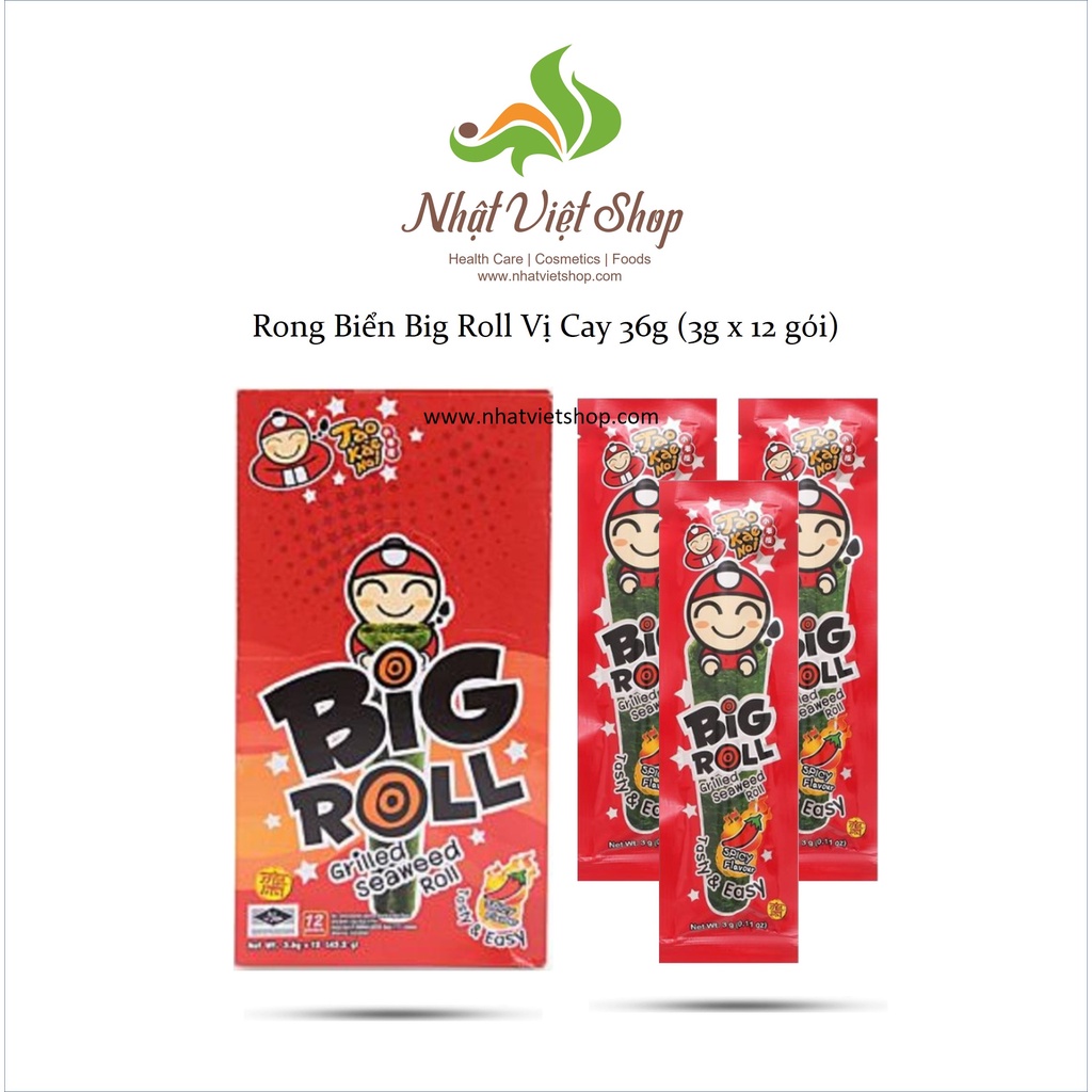 Combo 2 Hộp Rong Biển TaoKaeNoi Big Roll 36g (3g x 12 gói)