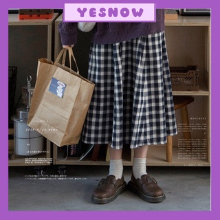 Chân váy dài kẻ ô vintage phong cách Ulzzang Hàn Quốc - Chân váy bút chì kẻ xẻ tà