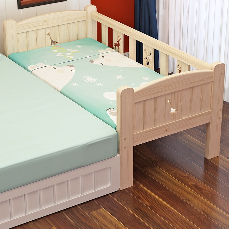 [Tặng đệm xơ dừa] Giường ghép cho trẻ em, giường cho bé kích thước dài 168cm rộng 88cm, gỗ thông cho bé từ 0-15 tuổi