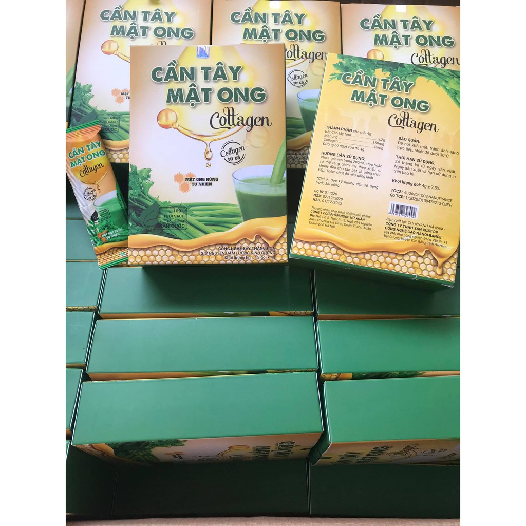 Cần Tây Mật Ong Collagen Hộp 15 Gói Hàng Chuẩn