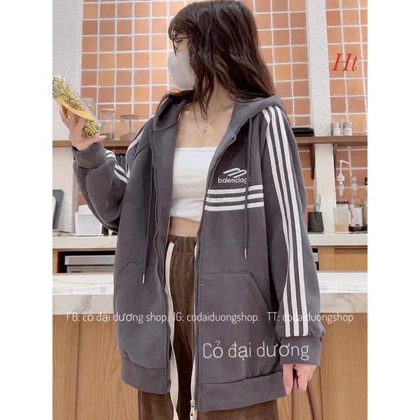 Áo khoác nỉ sọc ngang dọc Bà lên H2A778