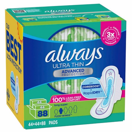 Băng Vệ Sinh Always Ultra Thin Siêu Mỏng hộp 88 miếng_ Hàng MỸ chính hãng