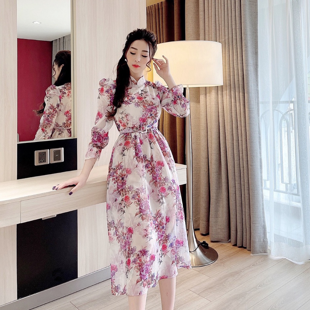 Đầm cổ tàu 🔸 HÀNG LOẠI 1 🔸 đầm dáng xòe chất liệu tơ mềm mại, form tôn dáng siêu hot | BigBuy360 - bigbuy360.vn