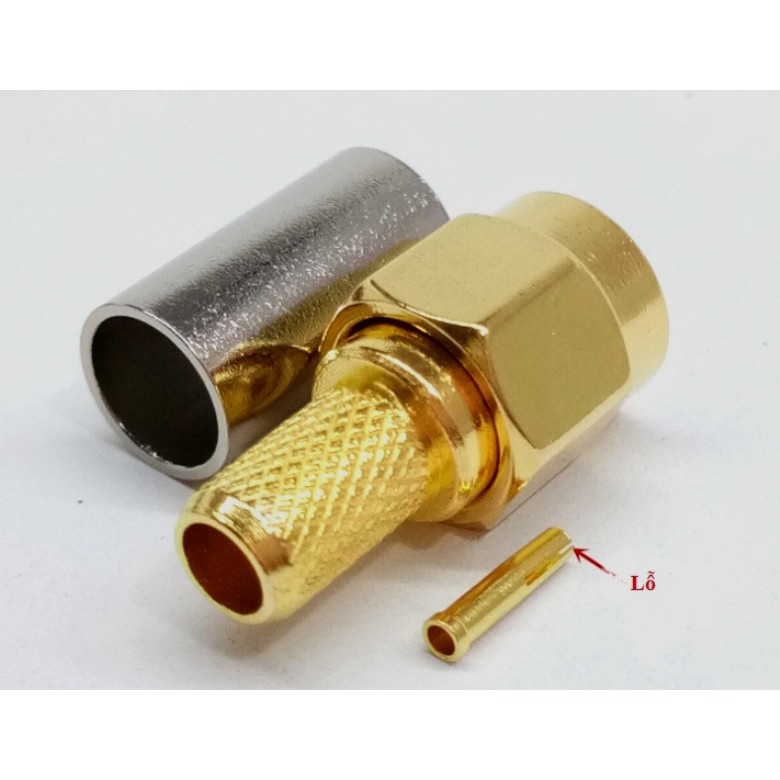 Đầu jack SMA RP-SMA thẳng vuông bóp cáp đồng trục RG58 RG142