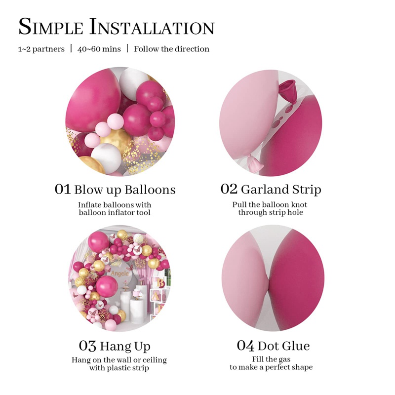 1 Set Bong Bóng Trang Trí Tiệc Sinh Nhật Màu Hồng/Tím/Vàng Hồng Họa Tiết Bươm Bướm Dễ Thương