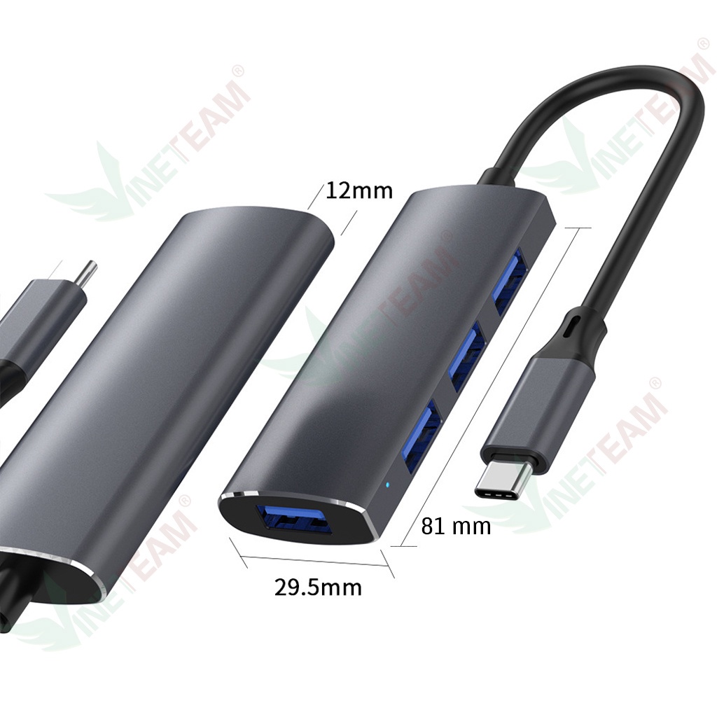 Bộ Chia Hub Type C Sang 3 Cổng Usb 2.0 +1 cổng Usb 3.0 Cho Laptop Điện Thoại Máy Tính Bảng -dc4670