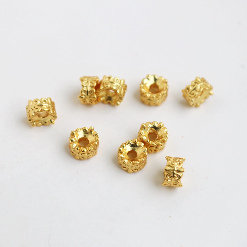 Chuỗi Hạt Xỏ Vòng Tay/Dây Chuyền diy 18k Họa Tiết Vòng Hoa Lỗ Lớn Cổ Điển