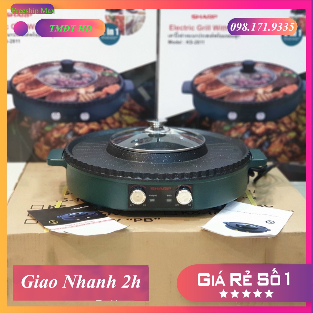 Nồi Lẩu Nướng 2 Trong 1 Đa Năng Sharp KS - 2811 Thái Lan Hàng Nhập Khẩu Bảo Hành Chính Hãng