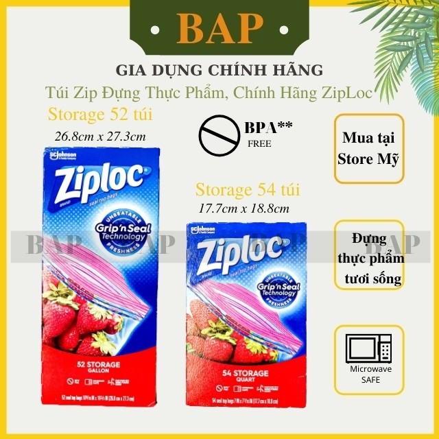 Túi Zip Đựng Thực Phẩm, Đựng Bánh, Ziplock Chính Hãng Ziploc Mua Tại Mỹ - BAP