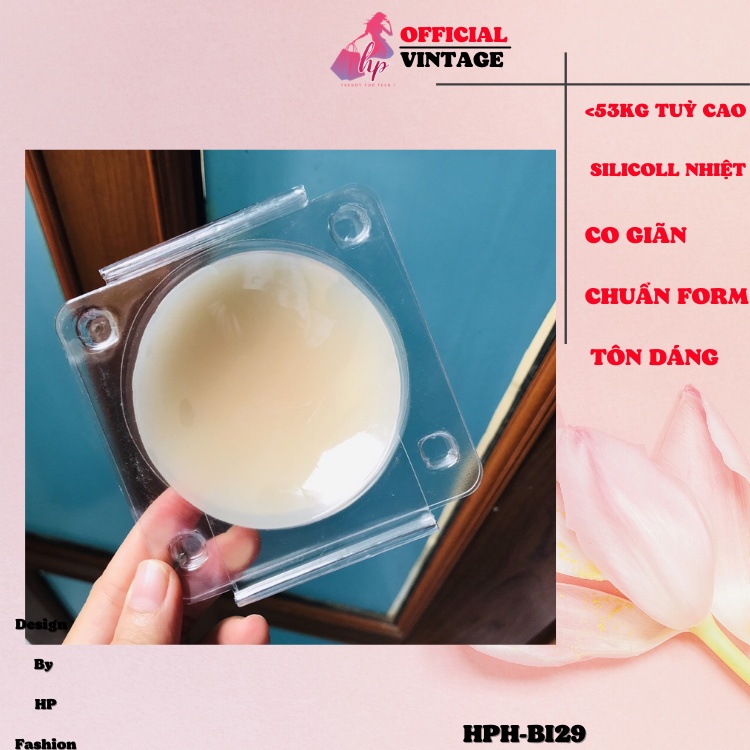 Hộp 2 miếng dán ngực silicon KHÔNG DÙNG KEO dính nhờ nhiệt tự thân - áo ngực dán nhũ siêu mỏng BI29