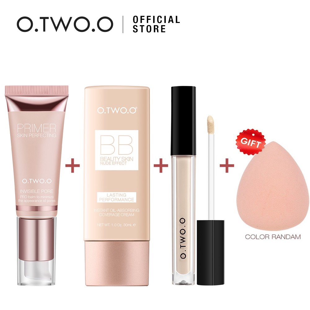 Kem lót + kem BB + che khuyết điểm + mút trang điểm O.TWO.O makeup set 136g