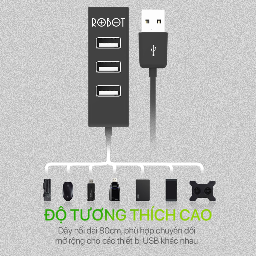 HUB Chuyển Đổi Chia Cổng USB VIVAN H140-80 Mở Rộng 4 Cổng USB 2.0 Dây Nối Dài 80 Cm