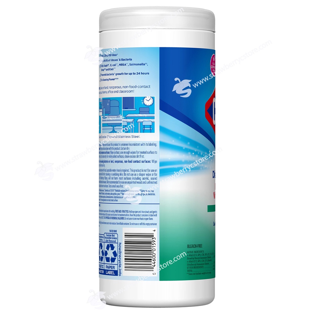 Khăn Ướt Lau Diệt Khuẩn Clorox Disinfecting Cleaning Wipes - Bleach-Free - Ready-To-Use, Fresh Scent, Hộp 35 Miếng