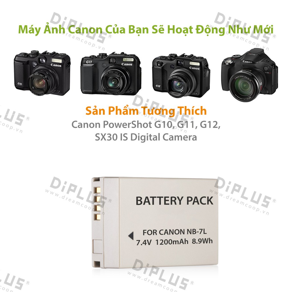Pin máy ảnh Canon NB-7L dành cho máy ảnh Canon PowerShot G10 G11 G12 SX30 IS SX30IS G12 CB-2LZ NB7L camera battery nb7l