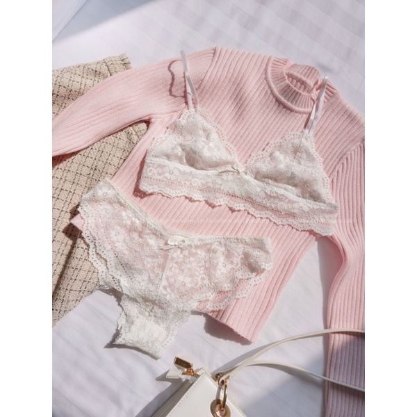 DAISY | haruharu.label | Áo bralette ren trắng, áo lót, lingerie, áo không gọng