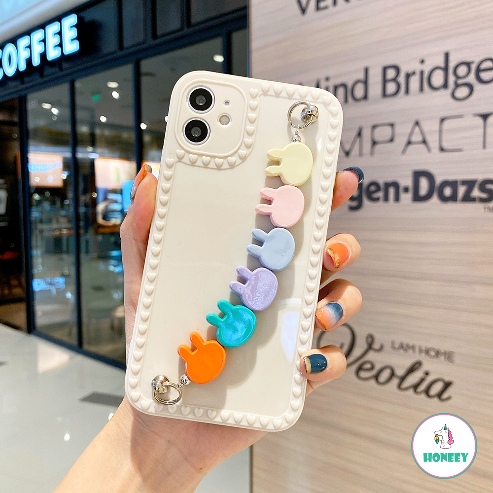 Ốp điện thoại TPU mềm có dây đeo tay hình thỏ bảo vệ cho Iphone 12 / 11 Pro Max / X / Xs Max / Xr / 8 / 7 Plus | BigBuy360 - bigbuy360.vn
