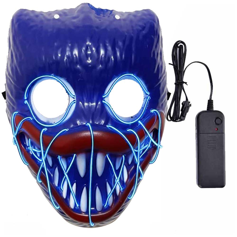 Poppy Playtime LED Glowing Poppy Mask Huggy Wuggy Sausage Mouth Monster Headgear Halloween Party Cosplay Horror Mask Props