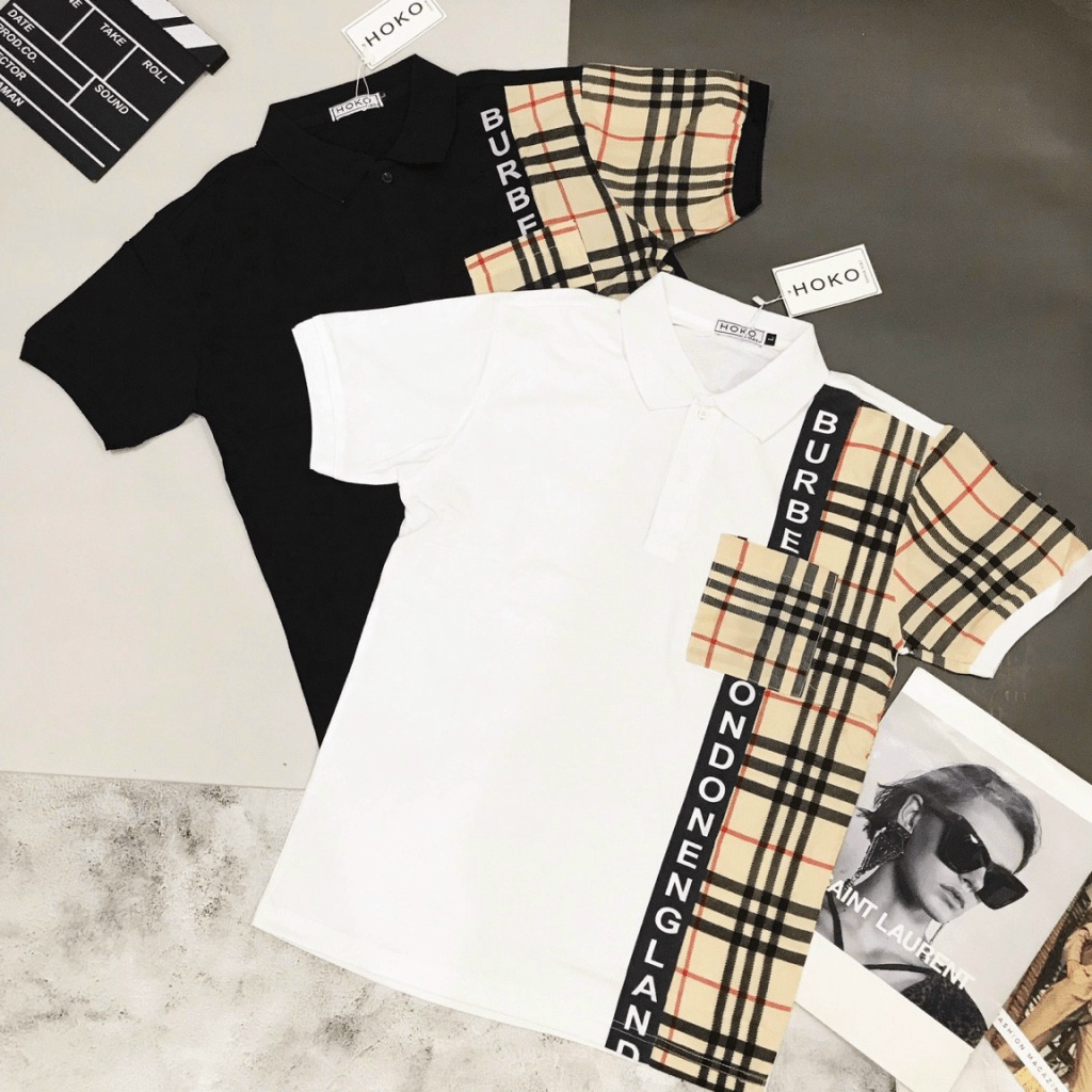 Áo Thun Nam Cổ Bẻ Phối Sọc In Chữ Phong Cách Đậm Chất Đàn Ông Thời Trang Mới [NEW UNISEX]