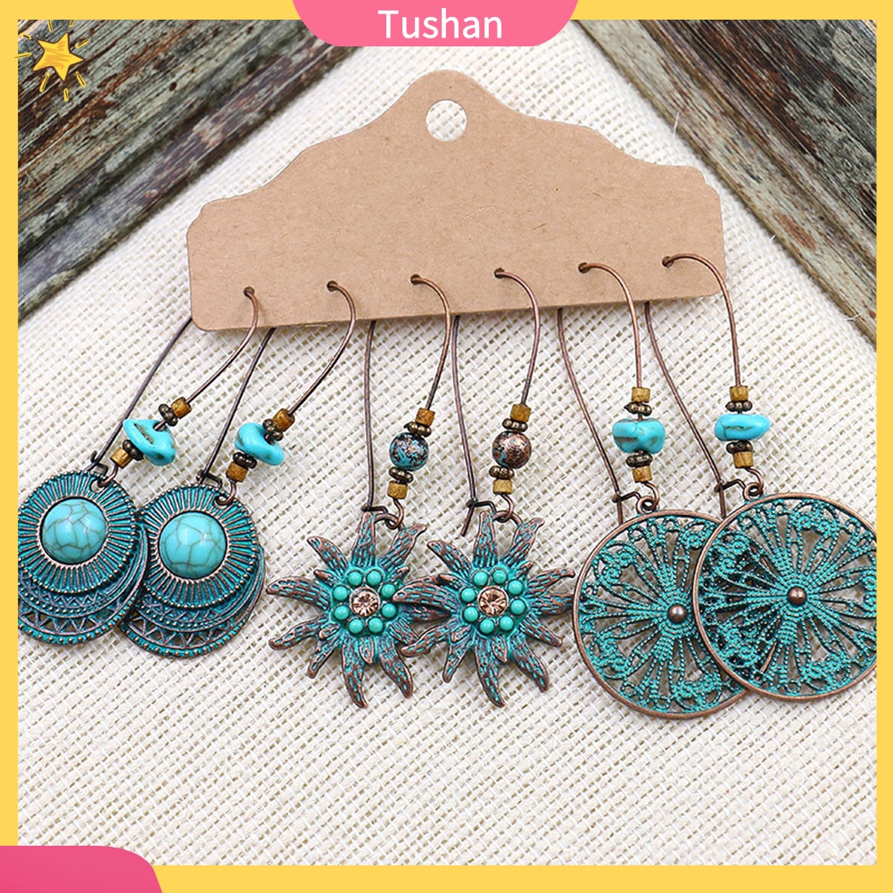 Set 3 Cặp Hoa Tai Phong Cách Vintage Thời Trang Dành Cho Nữ