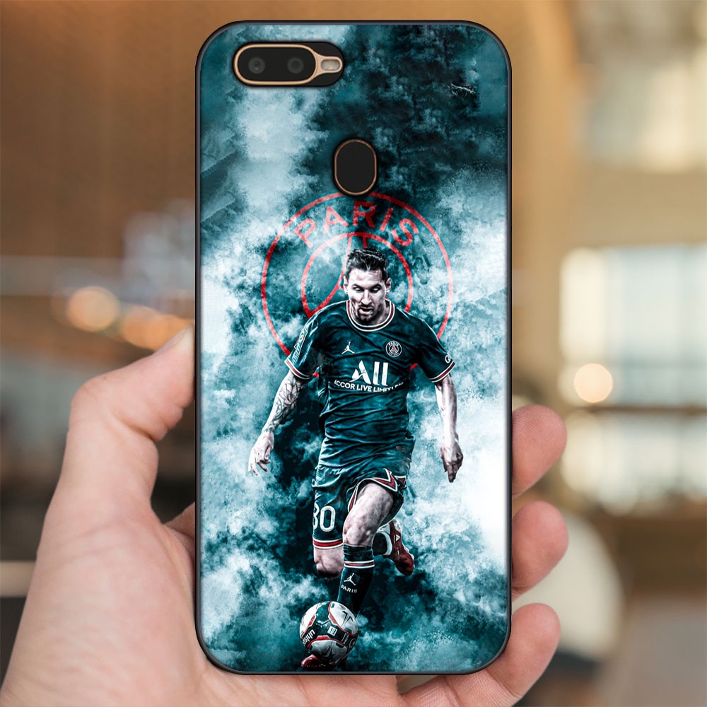 Ốp lưng Oppo A5S, A7, A12, F9 viền đen in hình Lionel Messi Barcelona PSG
