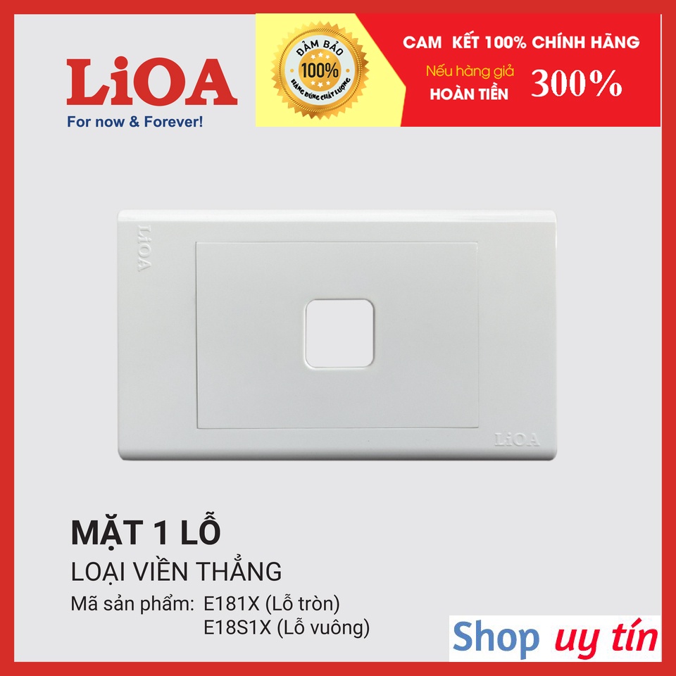 Mặt công tắc LiOA viền thẳng lỗ vuông 1 lỗ, 2 lỗ, 3 lỗ, 4 lỗ, 5 lỗ, 6 lỗ