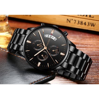 Đồng hồ nam FNGEEN fn188 dây thép đen cao cấp không gỉ chất lượng cao