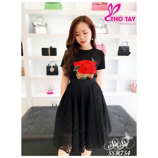 Set đầm xòe ren